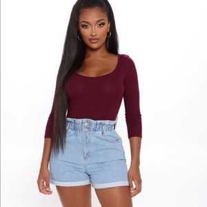 Fashionnova Paperbag Waist Denim Shorts Light Blue